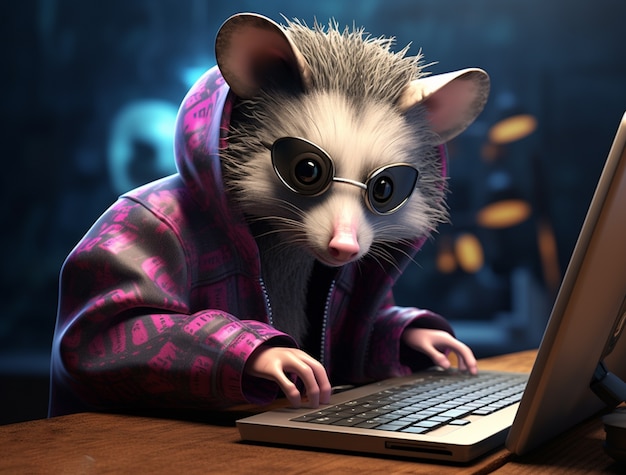 Free photo cute possum wearing clothes