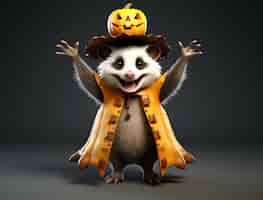 Free photo cute possum wearing clothes