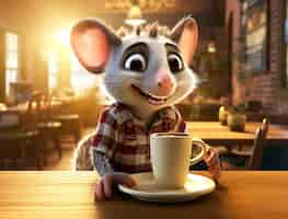 Free photo cute possum wearing clothes