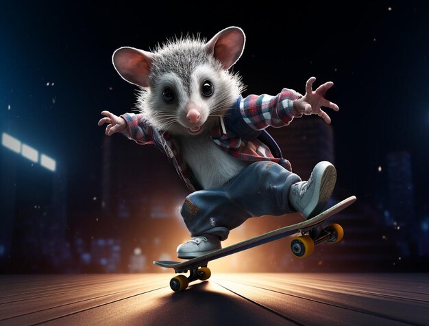 Free photo cute possum wearing clothes