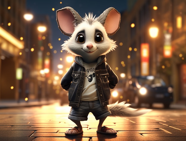 Free photo cute possum wearing clothes