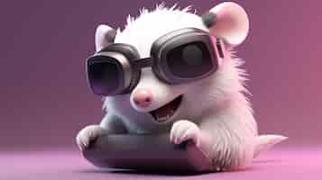 Free photo cute possum wearing goggles