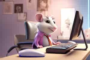 Foto gratuita un simpatico opossum con un computer .