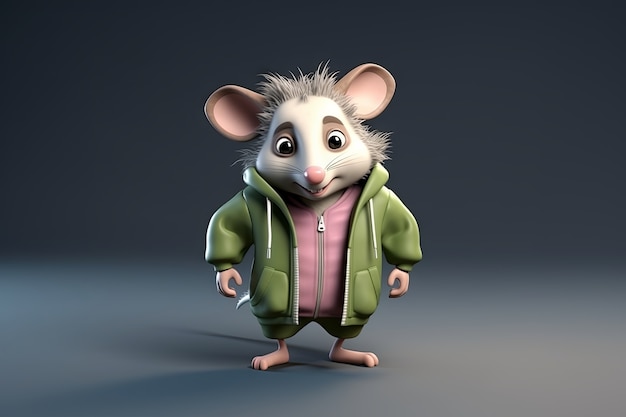Cute possum with cute outfit in studio
