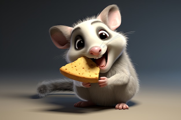 Foto gratuita un bel opossum con del cibo .