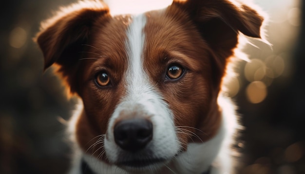 Simpatici amici cuccioli giocano all'aperto guardando la fotocamera generata dall'intelligenza artificiale