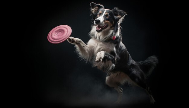 Free photo cute puppy playing with toy in studio generated by ai