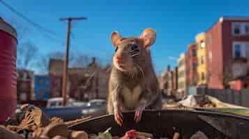 Free photo cute rat in city lifestyle