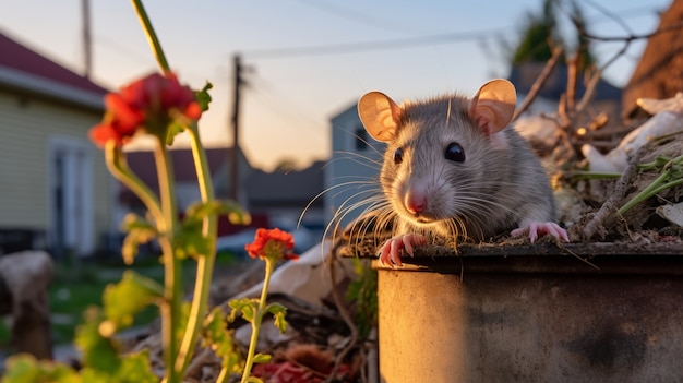 Free photo cute rat in city lifestyle