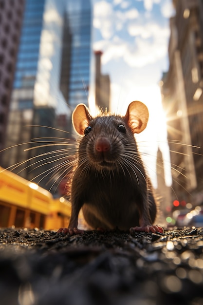 Foto gratuita ratto carino in città