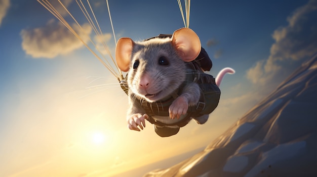 Free photo cute rat flying