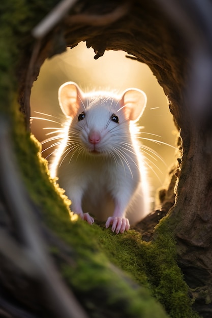 Бесплатное фото Милая крыса в своей норе