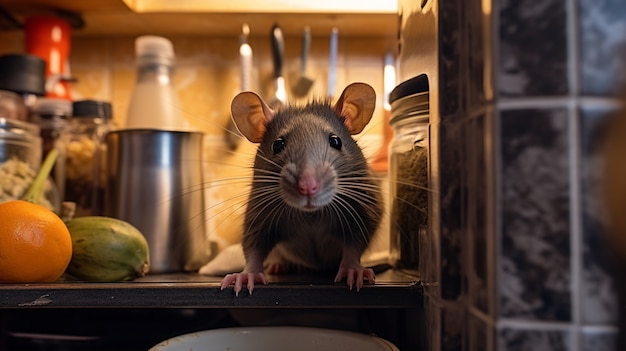 Foto gratuita ratto carino in cucina