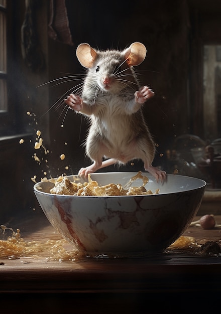 Бесплатное фото Симпатичная крыса, живущая в помещении