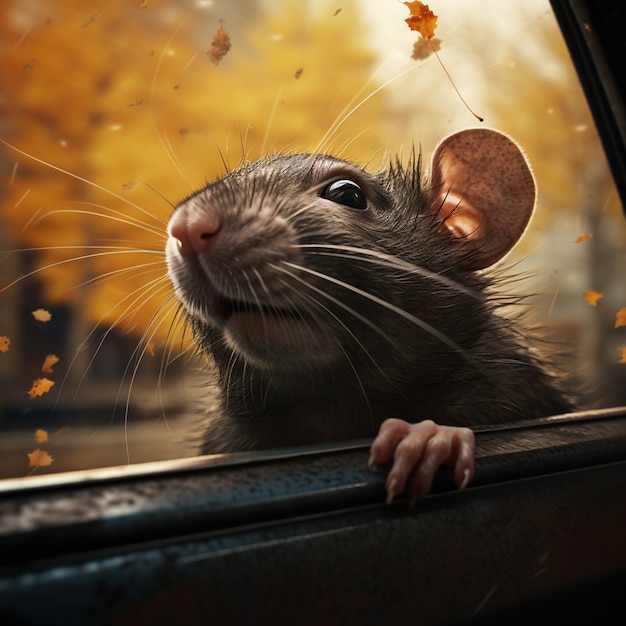 Cute rat living outdoors