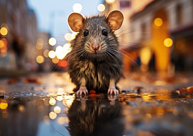 Симпатичная крыса, живущая на улице