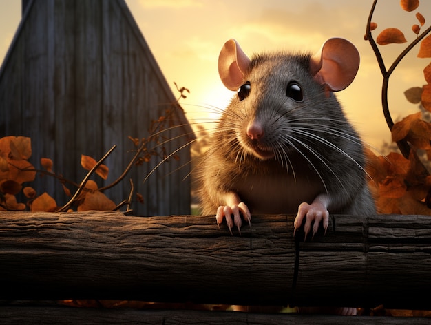 Free photo cute rat living outdoors