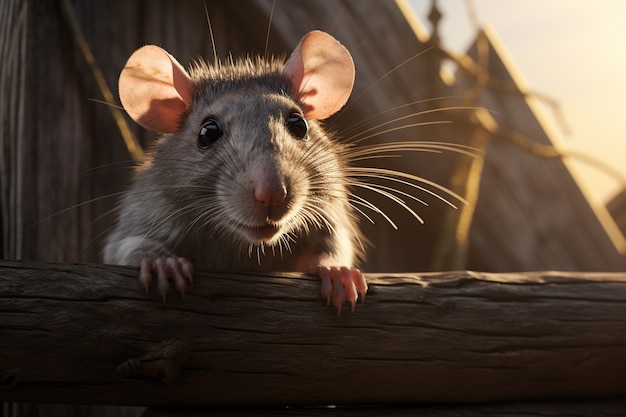 Free photo cute rat living outdoors