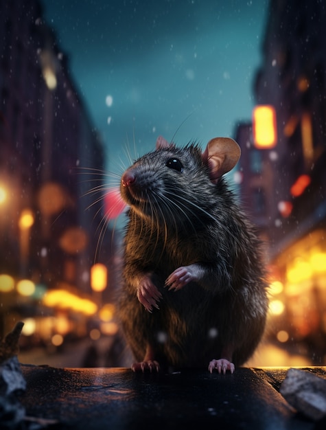 Free photo cute rat living outdoors