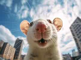 Бесплатное фото Симпатичная крыса, живущая на улице