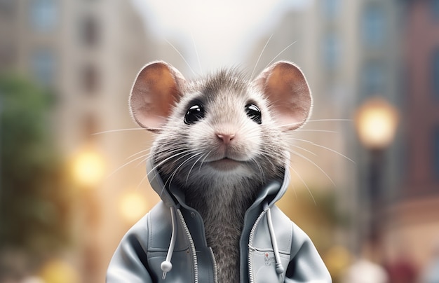 Симпатичная крыса, живущая на улице