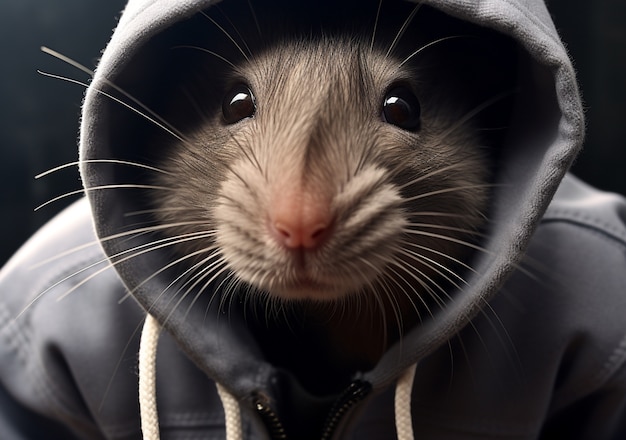 Free photo cute rat posing in studio