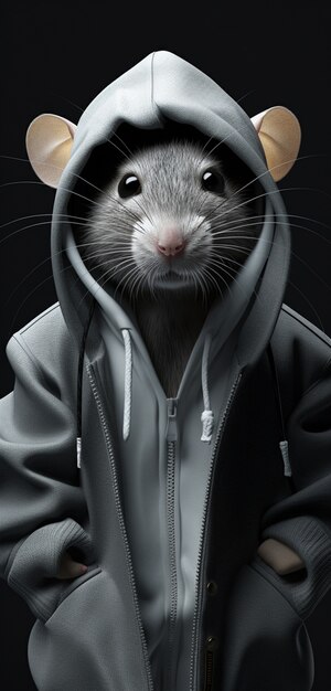 Cute rat posing in studio
