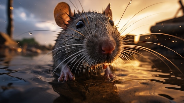 Free photo cute rat swimming