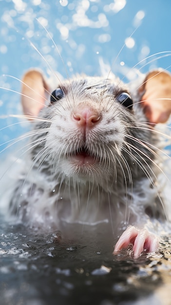 Free photo cute rat swimming