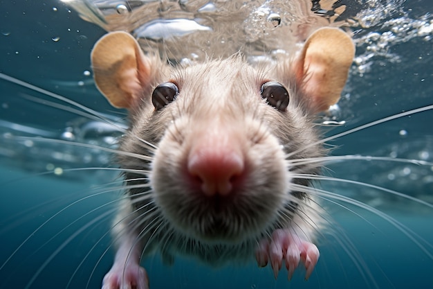 Cute rat underwater