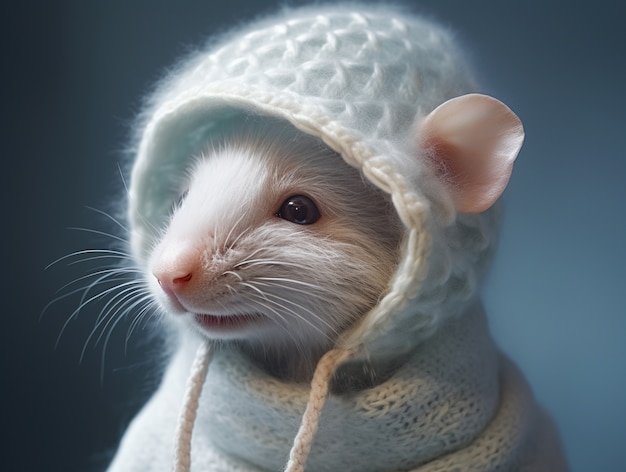 Cute rat wearing clothes