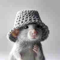 Free photo cute rat wearing clothes