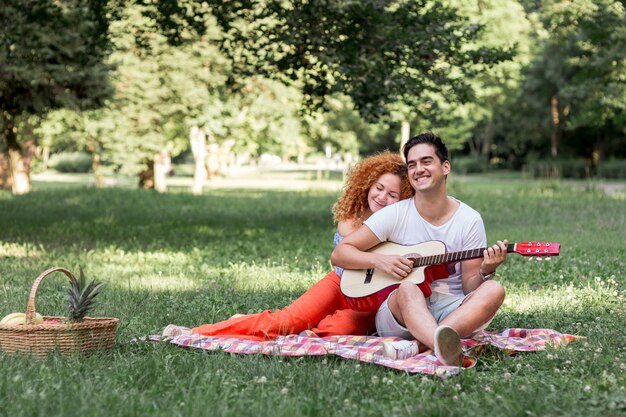 Cute red hair woman hugging her boyfriend