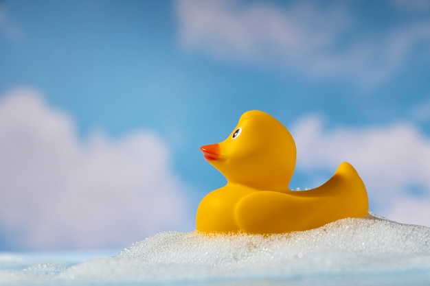 Free photo cute rubber duck still life