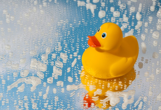 Free photo cute rubber duck still life