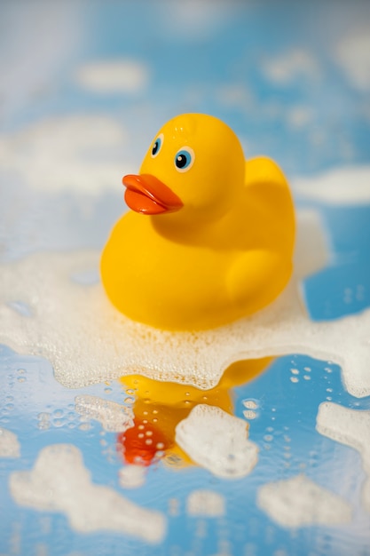 Free photo cute rubber duck still life