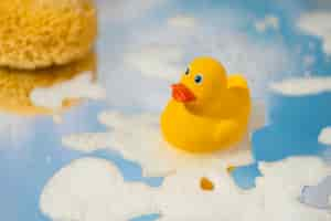 Free photo cute rubber duck still life