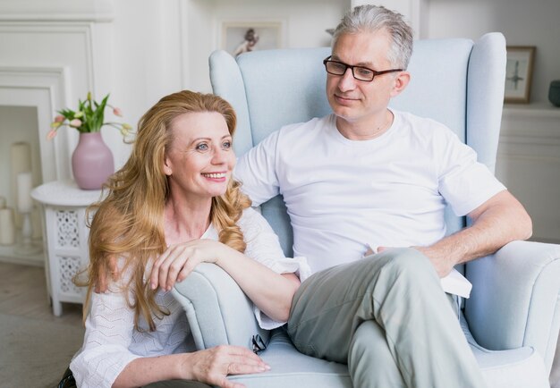 Cute senior couple together indoors