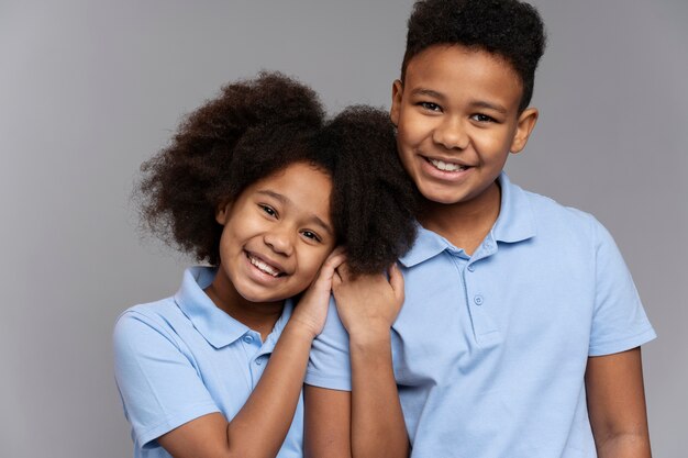 Cute siblings posing together