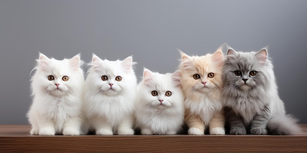 Free photo cute soft kittens with bright eyes lined up and eager for fun