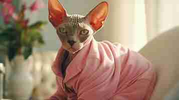 Free photo cute sphynx cat indoors