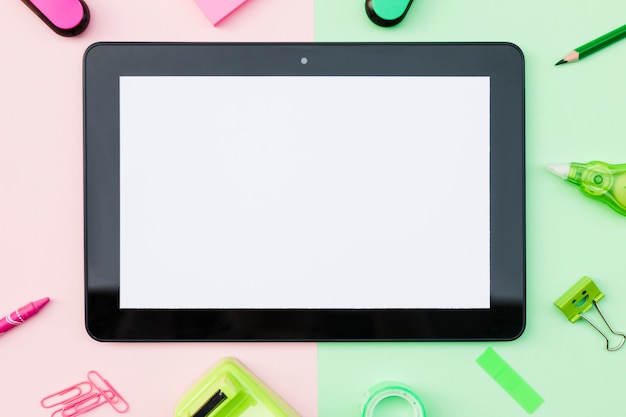 Cute stationery with tablet in center 