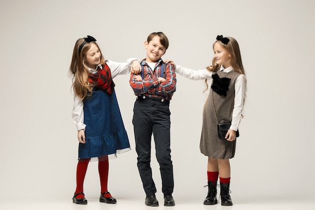 Cute stylish children posing