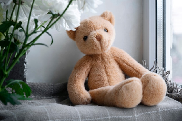 Cute  teddy bear indoors still life