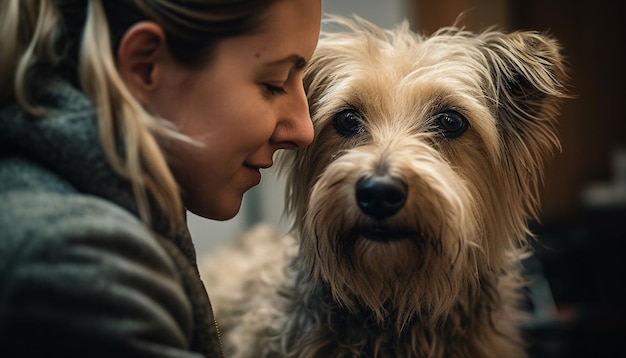 Cute terrier puppy brings happiness to owner day generative AI