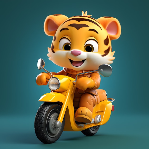 Free photo cute tiger on motorcycle