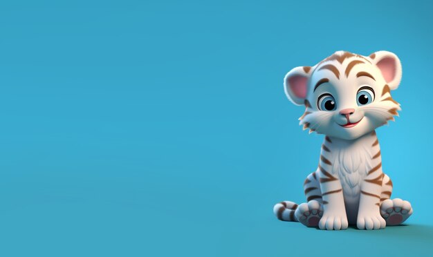 Cute tiger in studio with copy space