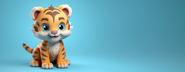 Cute tiger in studio with copy space