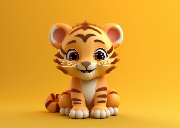 Free photo cute tiger in studio