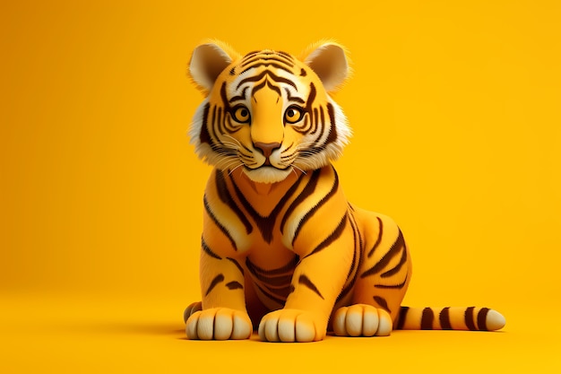 Free photo cute tiger in studio